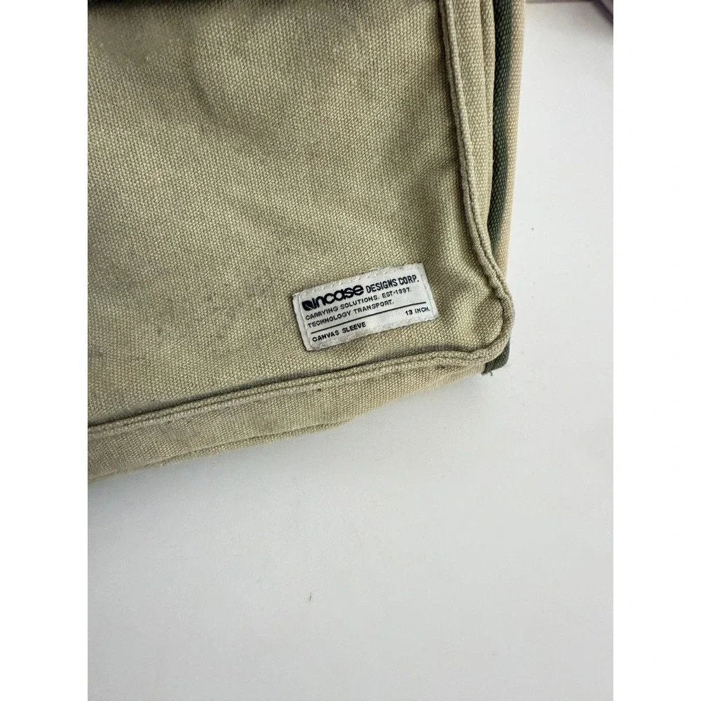 Incase Designs Corp 13 Inch Canvas Laptop Sleeve Tan Green Carrying Case CL57051